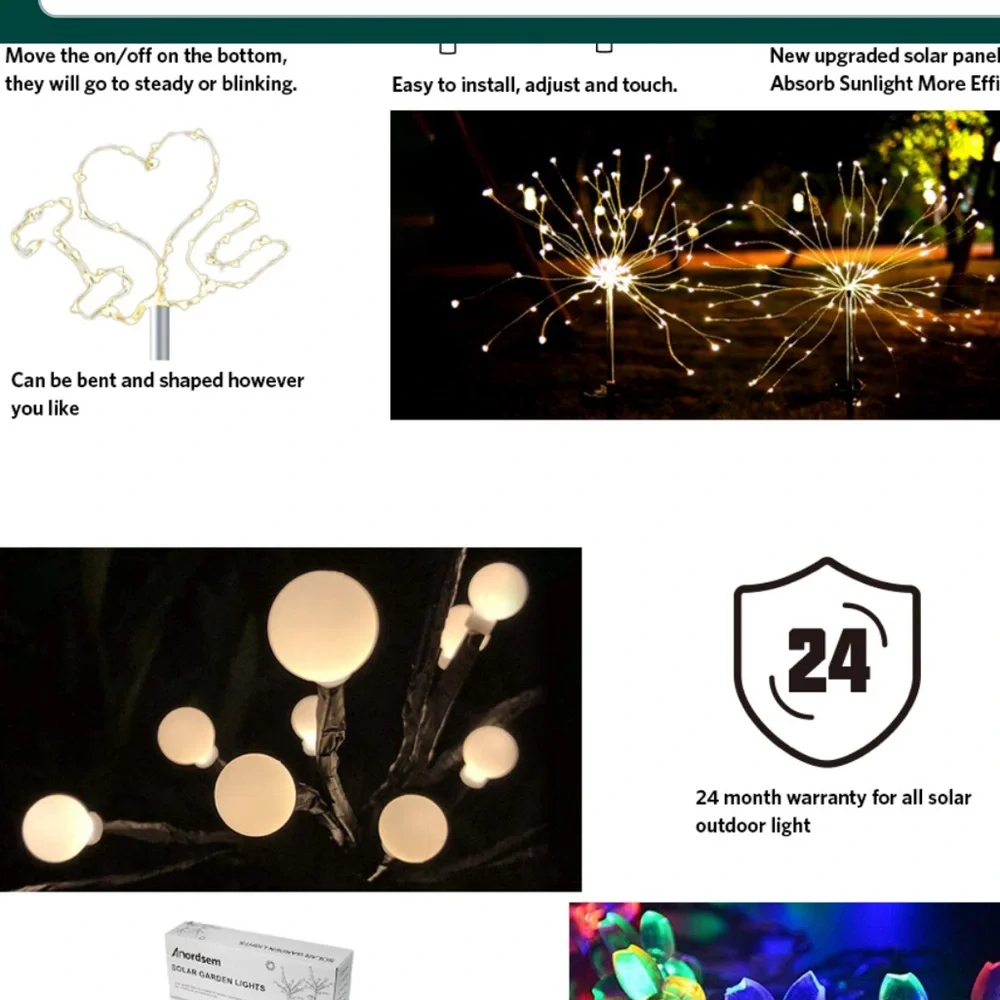 Anordsem Solar Garden Lights/Solar Fireworks Lights-Waterproof IP65-2-Pack - Picture 7 of 14